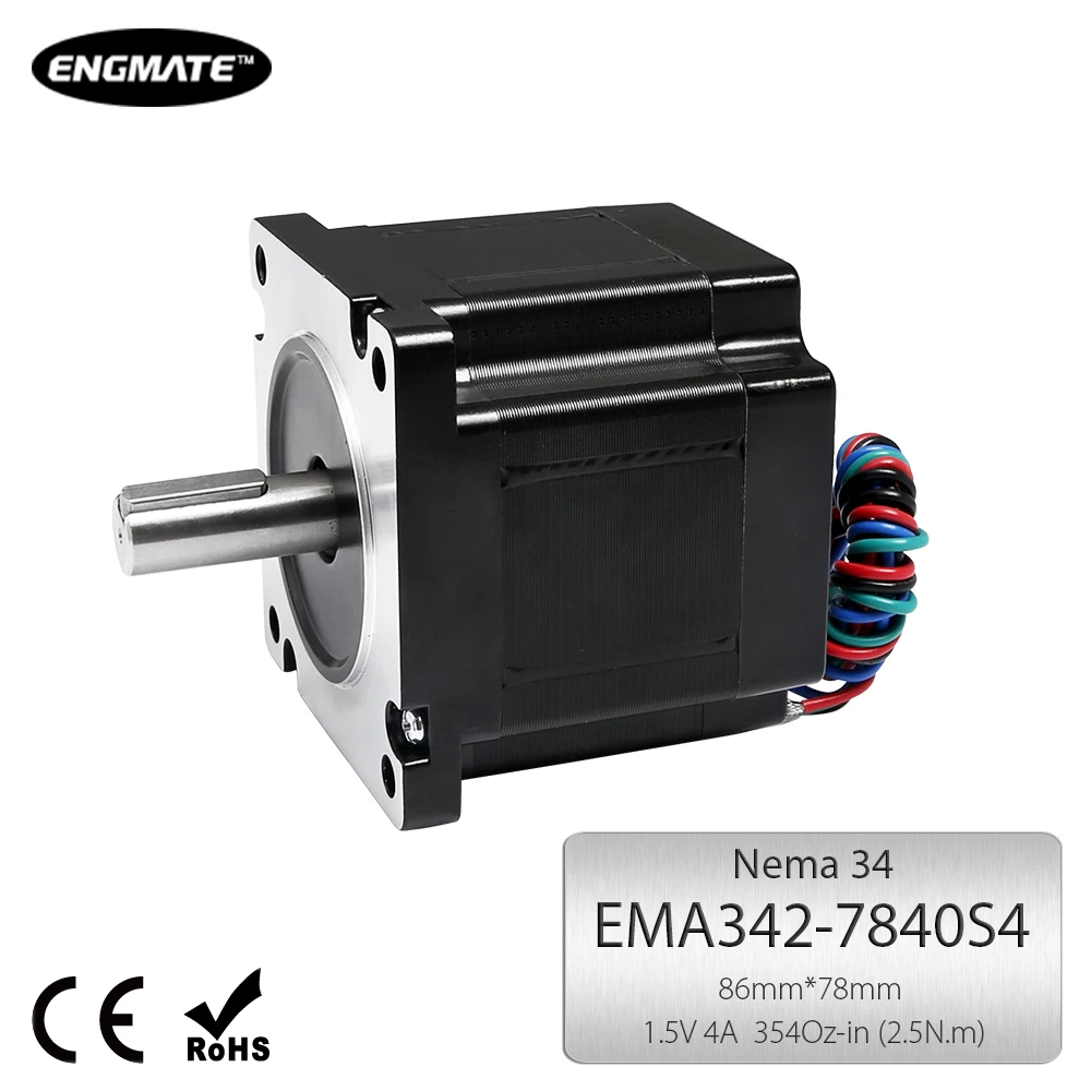 EMGMATE EMA342-6530S4 Nema 34 CNC Router Stepper Motor 4 Wire Single Shaft 