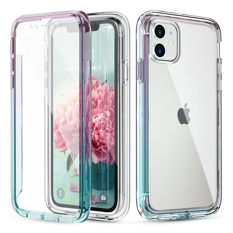 GrandEver Colorful Gradient Clear CaseFor iPhone 11 Pro Max X XS XR case Transparent Soft Silicone Cover Phone Back Coque |