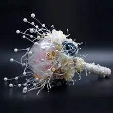 Дизайн, искусственный цветок, перо, держащий букет невесты, свадебный цветок, жемчуг, Platic Ball fleur demoiseur d'honneur