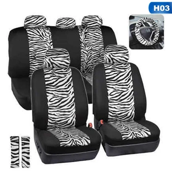 

12/9/4Pcs Leopard/Zebra Plush Car Seat Covers Full Set Auto Interior Protection Seat Cushion Car Styling Accessories