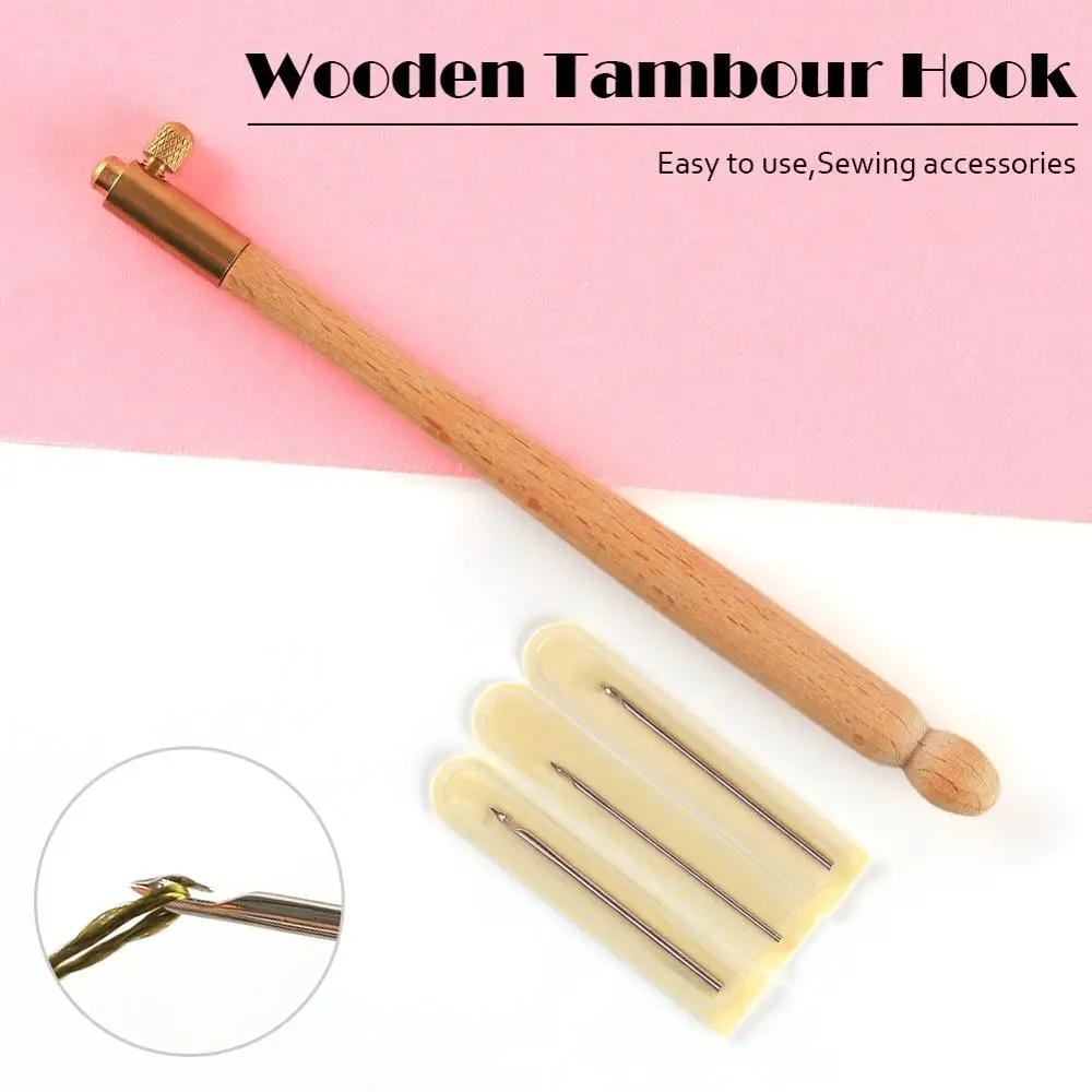 

2019 New Wooden Handle Tambour Hook Crochet Hook Sewing Accessories French Crochet Embroidery Sewing Tools DIY Craft Tools
