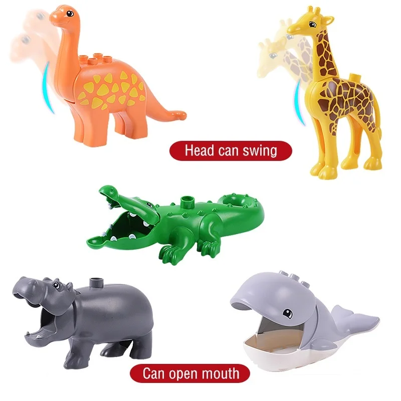 

Animals Legoily Duploed Animal Series Jurassic World Model Figures Big Building Blocks Dinosaur with Toys for Childrens Kid Gift