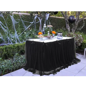 

280*76cm Halloween Party Favor Tutu Table Cloth Tulle Skirt Table Baby Shower Decorations Creative Birthday for Black Wedding