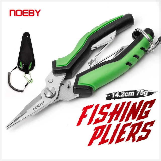 NOEBY Fishing Pliers 14.2cm 75g Multifunction Stainless Steel Fishing  Scissors for Ring Hook Remover Line