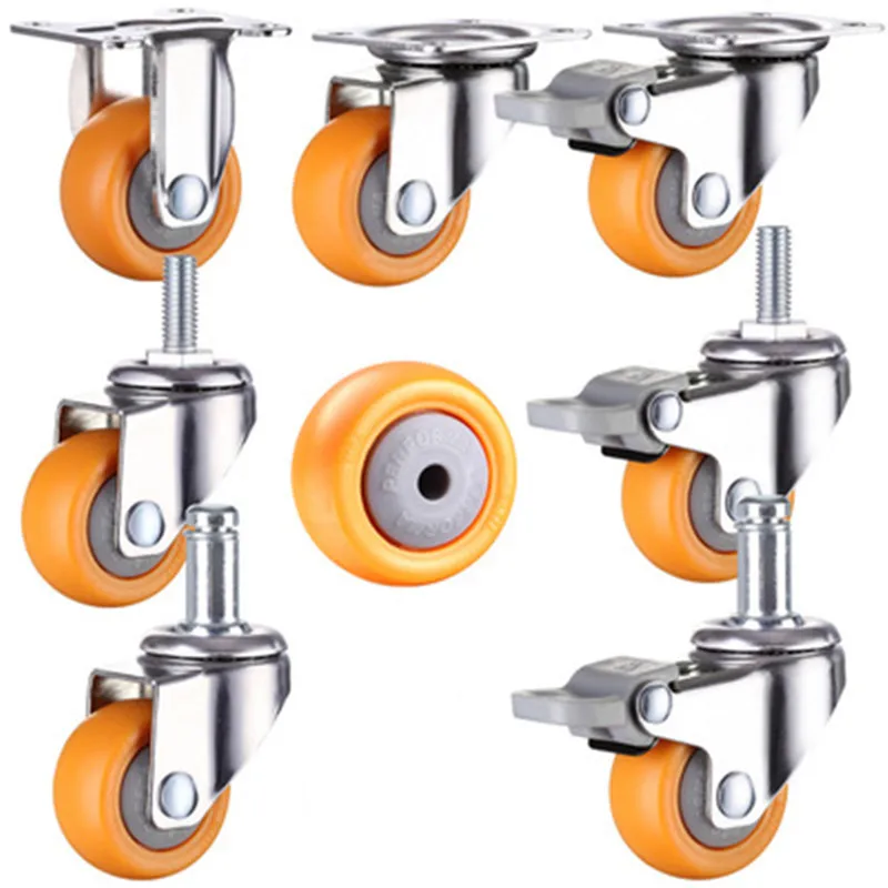 1/1.25/1.5/2 Inch Furniture Casters Wheels Orange Swivel Castor Trolley ...