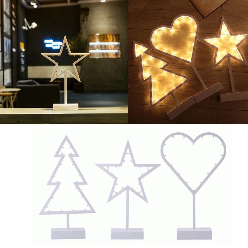 

LED Desk Night Light Christmas Tree Love Heart Star Shape Home Decoration