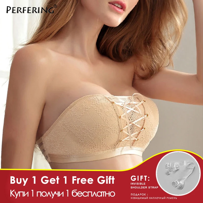  Perfering Small Chest Invisible Bra Gather Women lingerie Multiway Strapless Padded Push Up Bra Bra