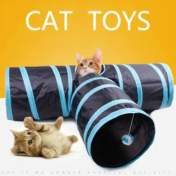 

Indoor 3-way Collapsible Cat Tunnel Tube Kitty Tunnel Bored Cat Pet Toys Peek Hole Toy