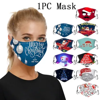 

1PC Adult Protection Face Mask Unisex Christmas Print masks washable Mouth Cover Face Shield mascarillas reutilizables Facemask