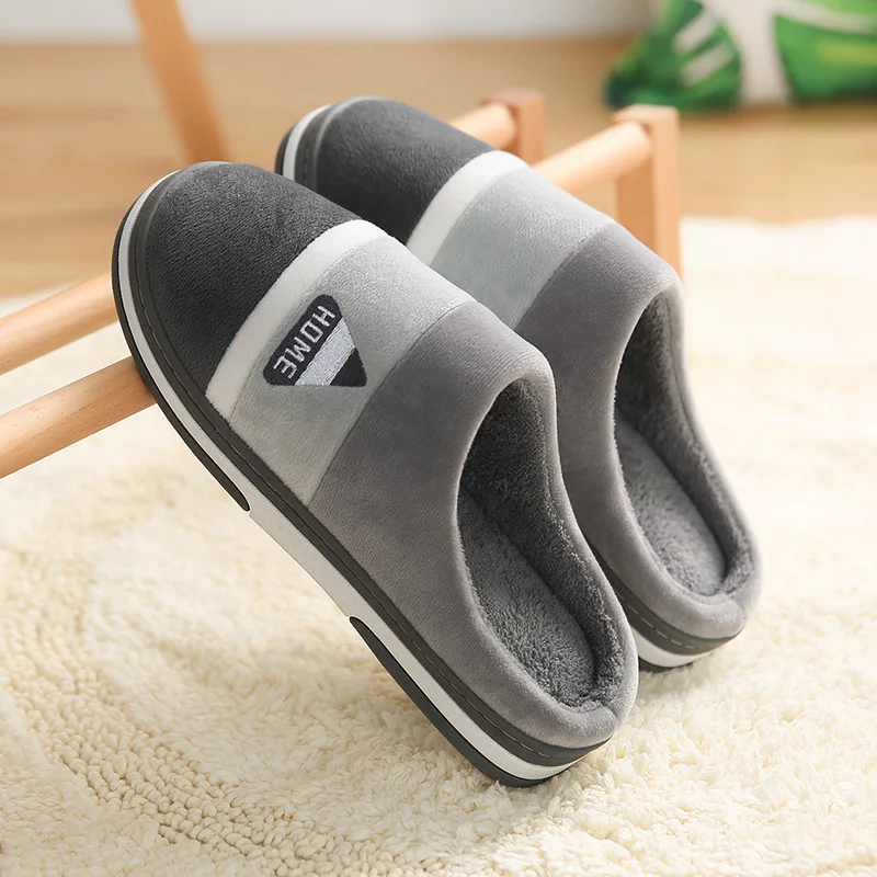 Zapatillas de algodón antideslizantes para hombre y mujer, pantuflas de algodón con suela gruesa, Zapatillas de felpa interior, hogar, hogar, otoño, invierno, 2021
