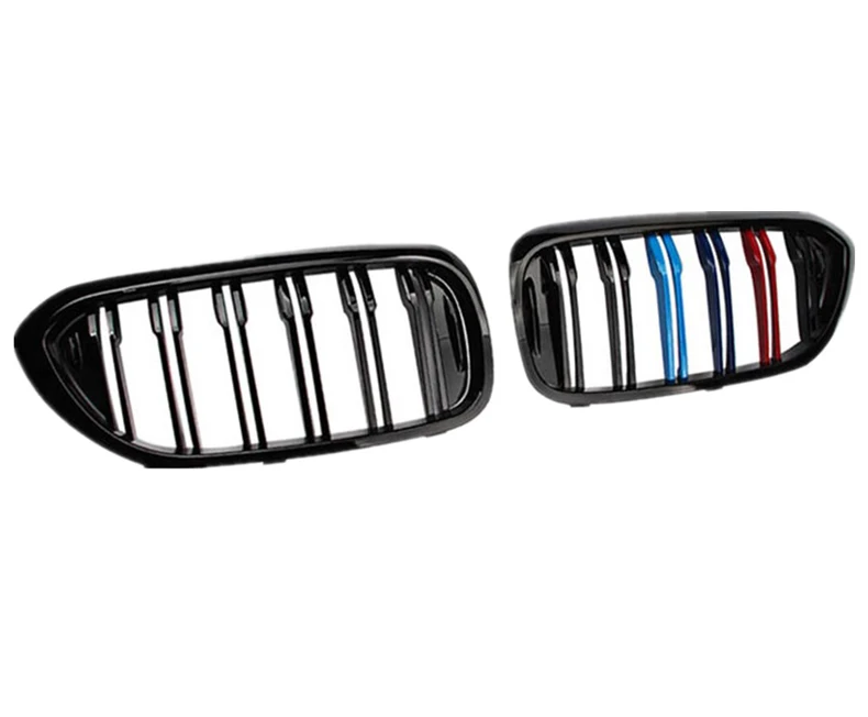 Двойная планка Передняя почечная решетка ABS хром черный для BMW 5 серии G30 G31 G38- глянец Черный m-цвет