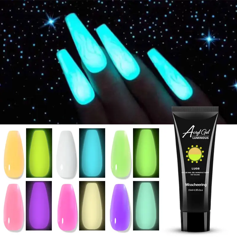 

1 Bottle Luminous Nail Polish Extension Gel in Dark Show 15ml Phototherapy UV Building Nail Tip Gel Varnish for a Manicure Tools