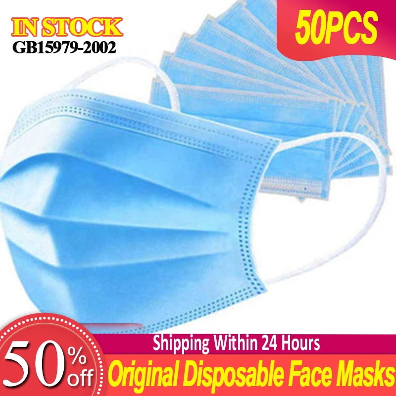 

Original 3 Ply Face Mask Disposable Anti-Dust Dustproof Disposable Earloop Face Mouth Masks Facial Protective Cover Masks 24h Sh