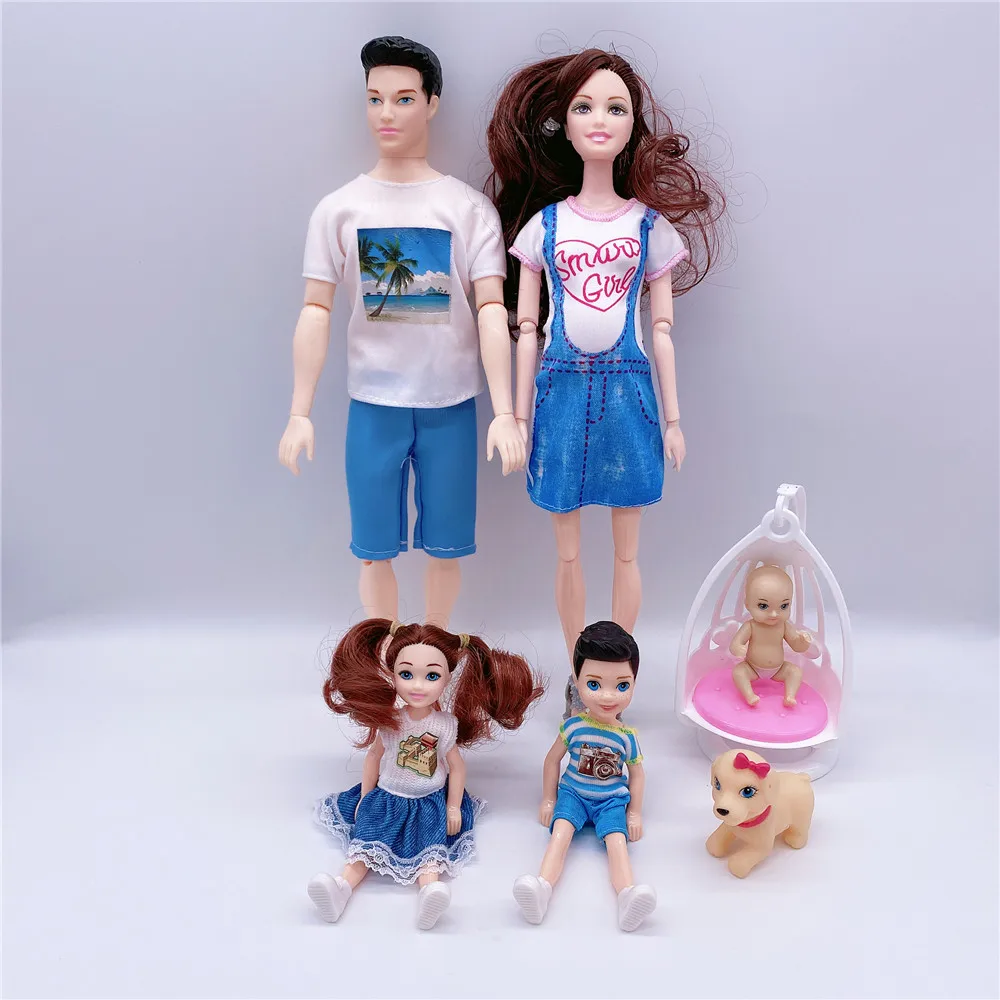 2020 5 personnes famille poupée ensemble femmes enceintes maman/papa/fils/fille/petit bébé//grue/fille mode enfants jouets