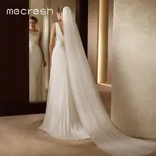 Mecresh-velos de novia largos para mujer, velo blanco y Beige de 5M de una capa/doble capa, accesorios para velos con peine VTS014