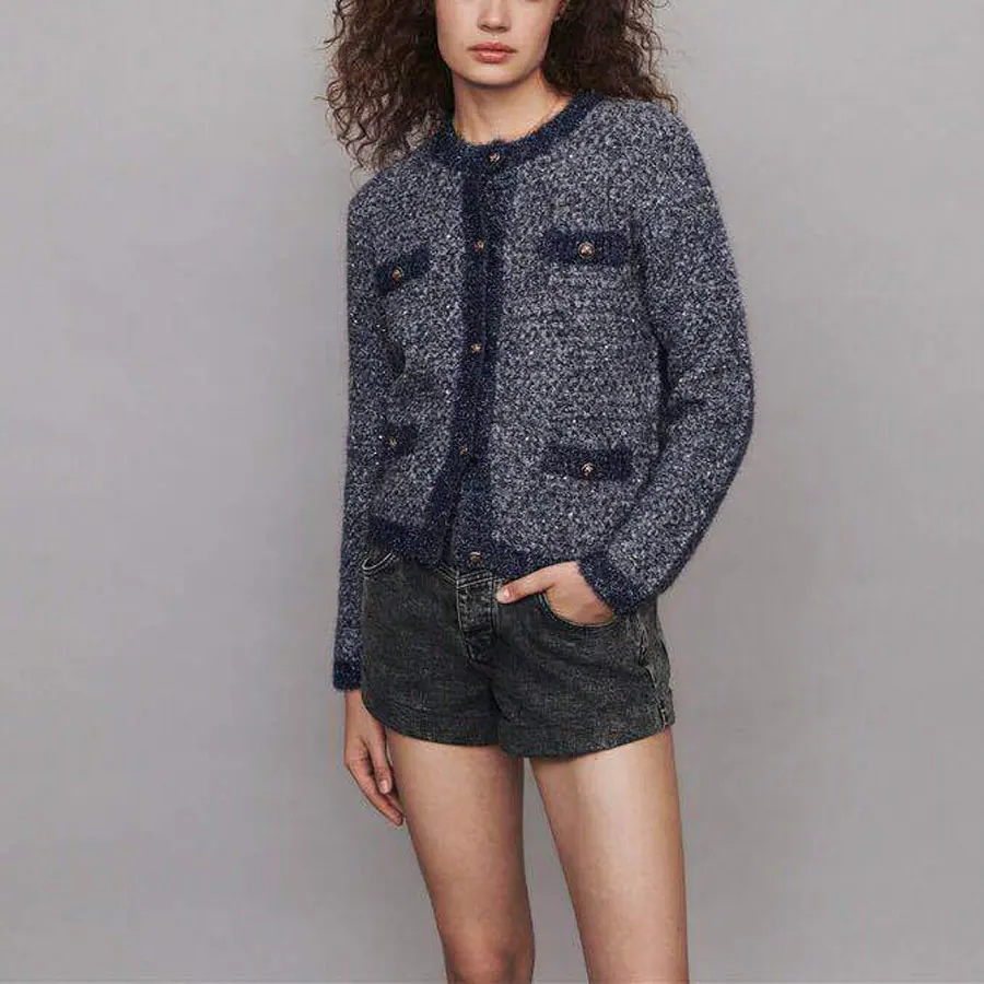 

2019 Women Sweater High Quality Cardigans Long Sleeve Dark Blue Winter Sweater Womens Coats Girls Sweater Clothes Cardigan