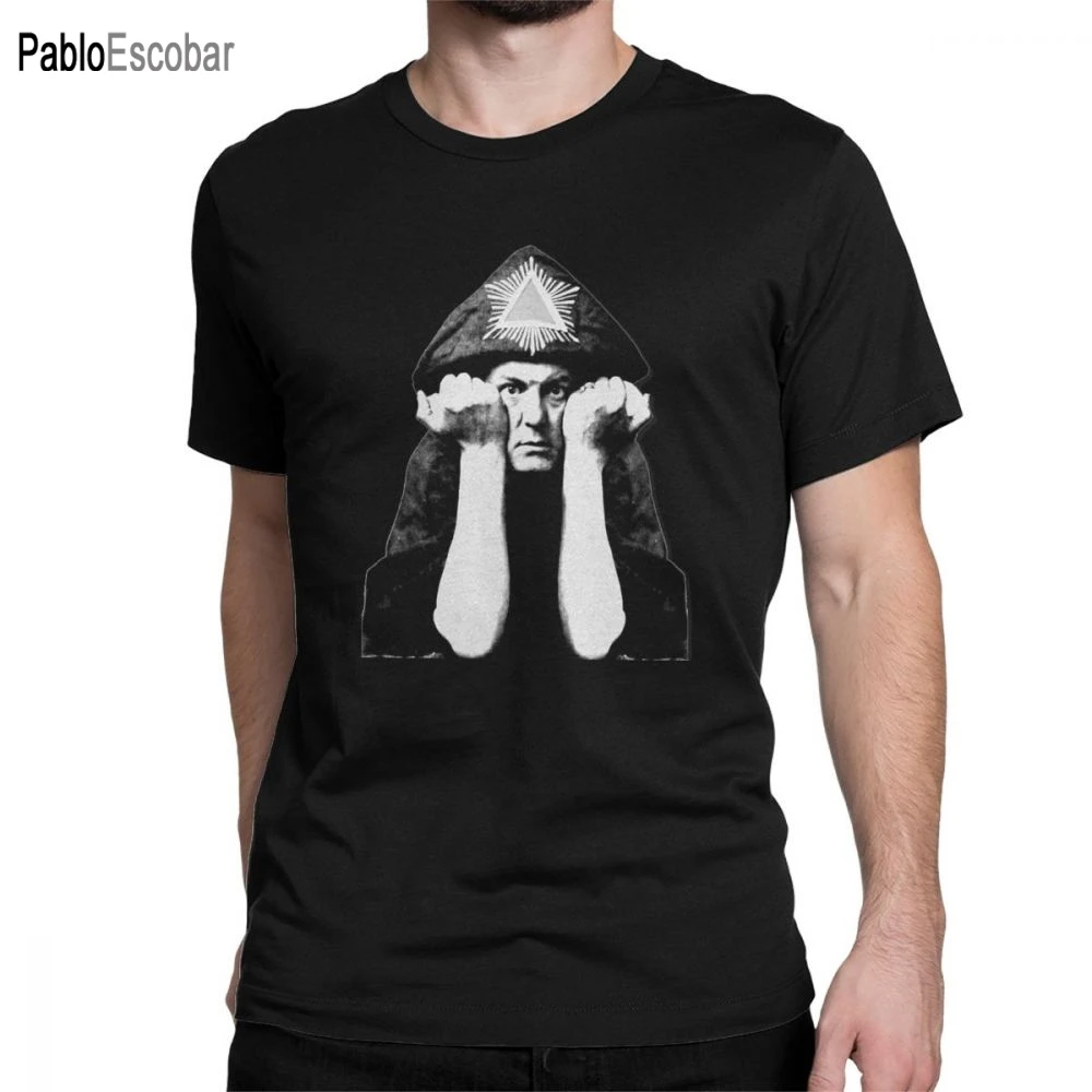 Футболка мужская из чистого хлопка с надписью Aleister Crowley | Мужская одежда