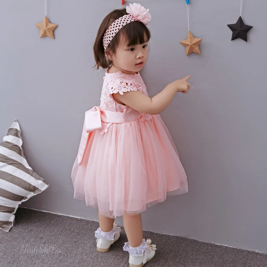 

Baby Pink Formal Dress Set BABY'S FIRST Month Baptism a Year of Age Infant Lace Princess Dress Wedding Dress Children Full Body