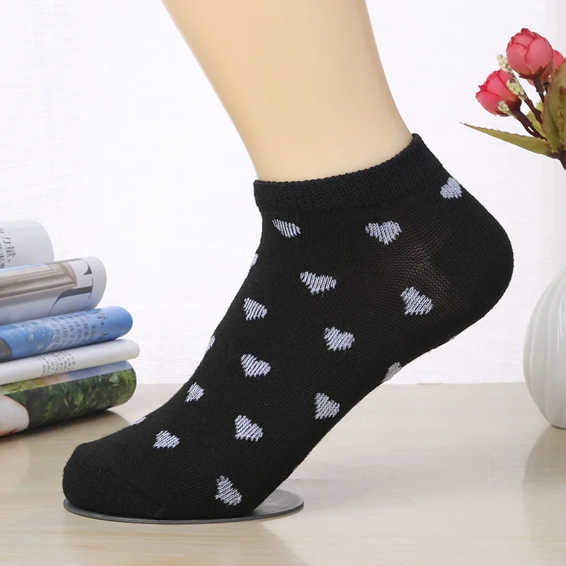 6 шт. = 3 пары носков-лодочек новые женские хлопковые носки в форме сердца розовые носки с милым котом Повседневные носки с ушками животных красные в форме сердца pla - Цвет: Черный