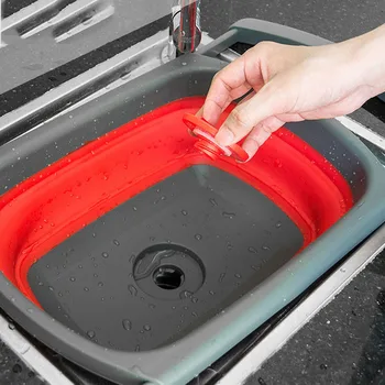 

Multifunction Folding Fruit Vegetable Washing Basket Portable Colander Silicone Folding Drainer with Handle Kitchen Tools