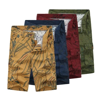 

2020 summer Korean straight straight comfortable men pants Camouflage Cotton Micro- elasticity Multi-Pocket Cargo men Shorts