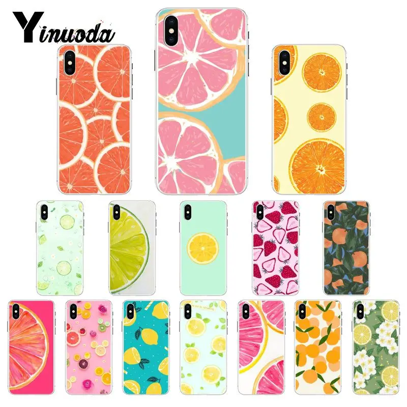Yinuoda INS fruit lemon orange Smart Strawberry Phone Case Cover for iPhone 5 5Sx 6 7 7plus 8 8Plus X XS MAX XR 10 11 Pro Max | Мобильные