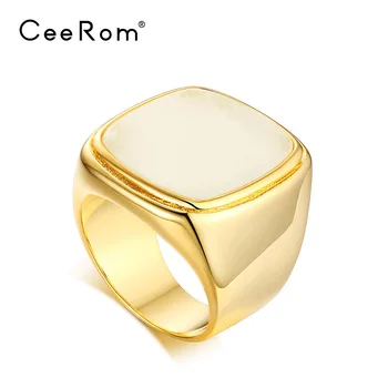 

CeeRom Natural Stone Rings for women Gold Color Stainless Steel Lady Simple Finger Rings Minimalist Fashion Jewelry Gifts anillo