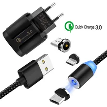 Магнитный Магнит Micro USB кабель для samsung galaxy S4 S6 S7 Edge A10 J7 J8 htc One E9 LG G4 MOTO G3 E4 QC 3,0 быстрое зарядное устройство для телефона