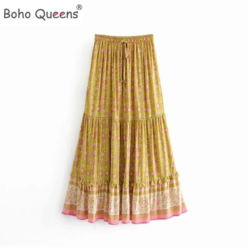 Boho королев Мода хиппи женские пляжные богемные желтого цвета с цветочным принтом