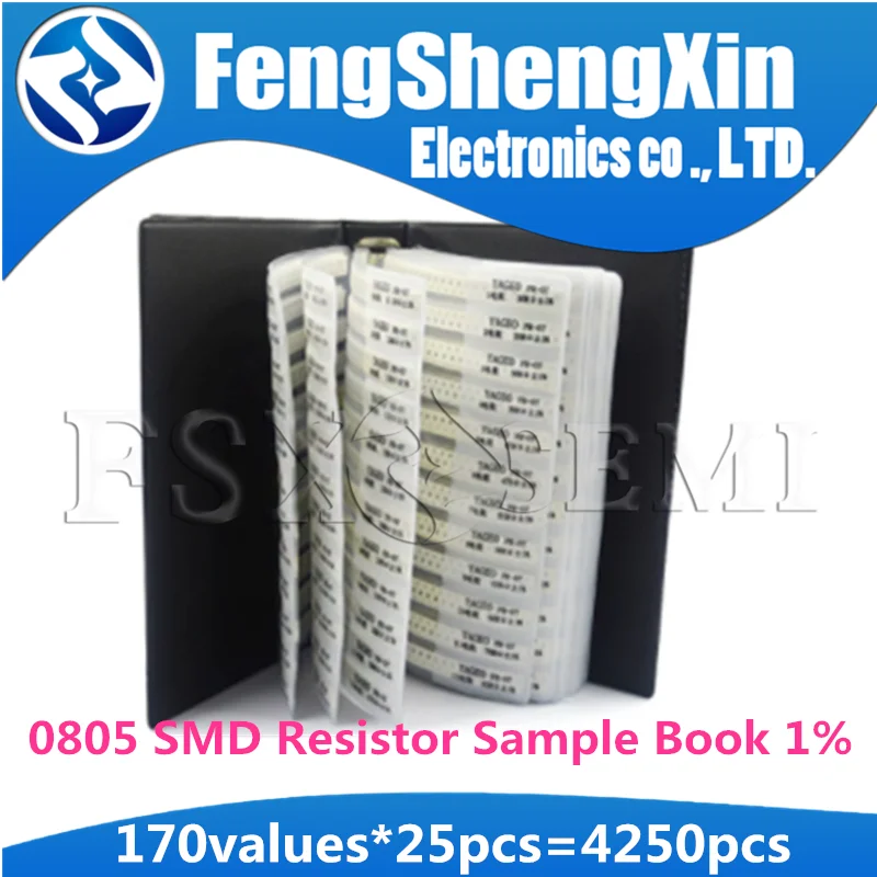 

170values x25pcs=4250pcs Sample Book 0805 SMD resistor 1% 0R~10M Sample Book Resistors Assortment Kit