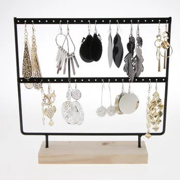 

Wooden Earrings Holder 2 Layer 24 Holes Large Capacity Jewelry Display Stand Jewelry MJJ88