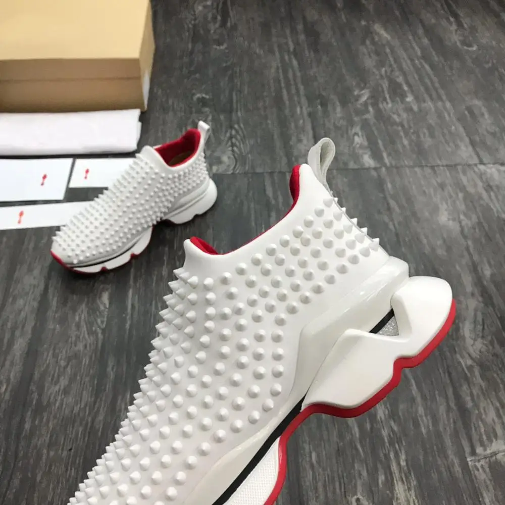 

Rivets Spike-Sock Men simplest Outdoor Sports Red-Runner Men bottom Sneakers Real Leather Loafers Flat Footwear Lace Up 8201380