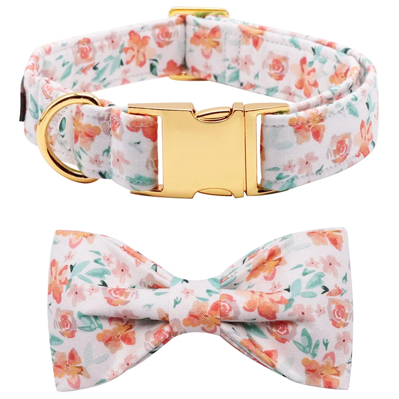 Collar Flowers Dogs Cotton Puppy Collar Cotton Dog Collar Dog