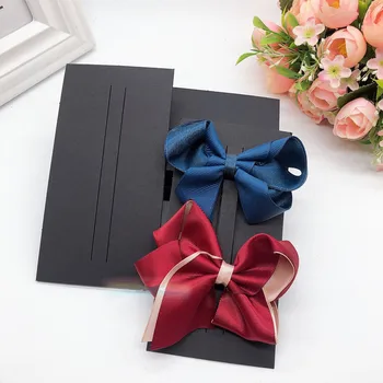 

100pcs Black Hair Clips Ornament Bow Jewelry Display Packaging Paper Cards Children Bow Hair Clip Headdress Cardboard QLY9838