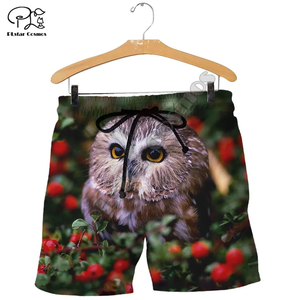 PLstar Cosmos Cute Owl 3D Printed 2021 Newest Fashion Summer Casual Men's Shorts Harajuku Loose Beach Drop Shipping W16
