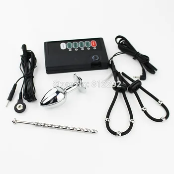 Electro Penis Stimulator Ring & Anal Plug Sex Toys For Men Electric Shock Medical Themed Ring Toys Accessories Urethral Plug 2