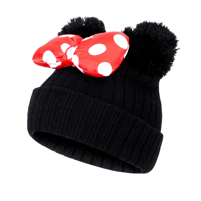 Disney Minnie Mouse Bow Knitted Hat For Boys Girls Winter Bonnet