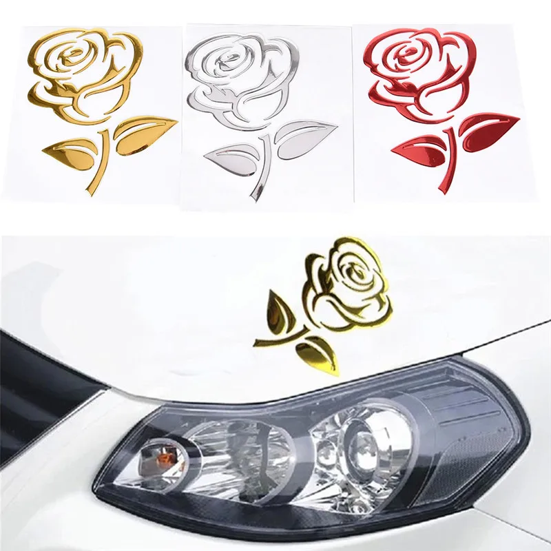 3 cores reflexivo 3d recorte rosa auto adesivo decoração do corpo flor etiqueta do carro universal criativo