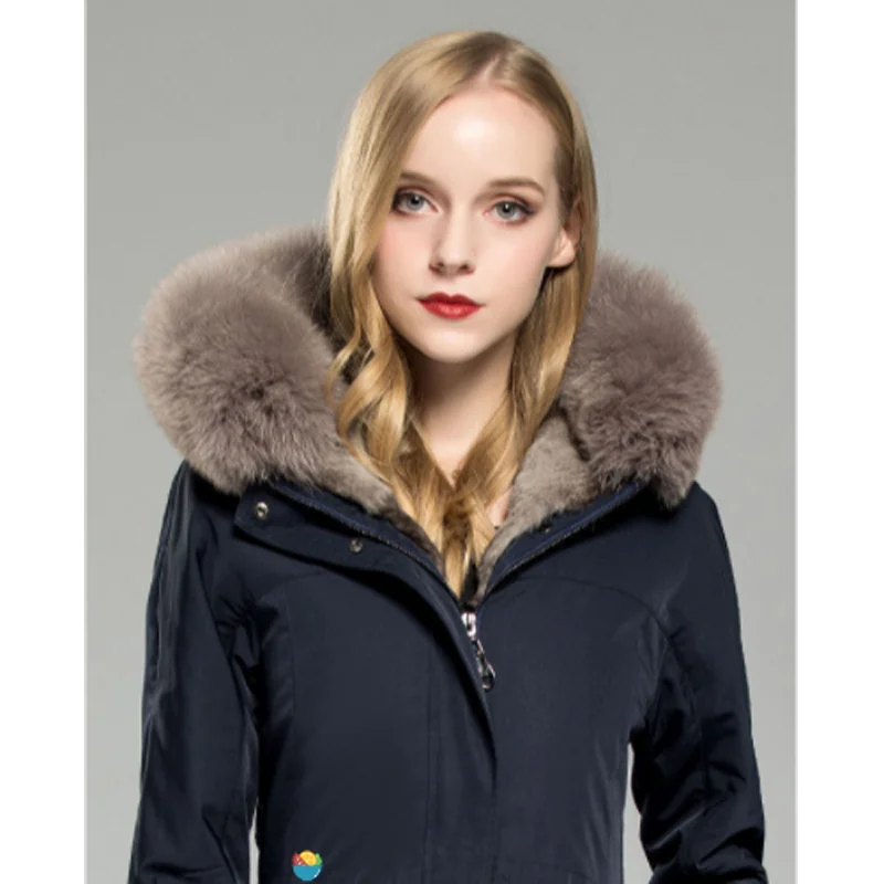 2021 New Women Winter Warm Parker Female Detachable Mink Fur Big Fur Collar Korean Extended Imitationfur Chaquetas De Muje