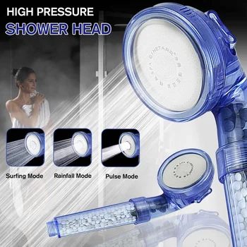 

3 Function Water Saving Bathroom Rainfall Shower Head Bathroom High Pressure Water Handheld Saving Filter SPA Shower Heads
