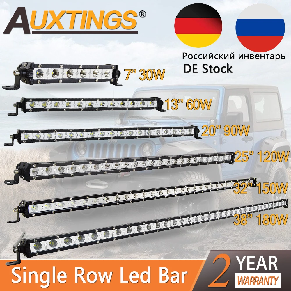 

Auxtings Ultra Slim 7 13 20 25 32 38''inch Led Work Light 12V 24V Led Bar for Jeep ATV Trucks Tractor Driving Light Car Styling