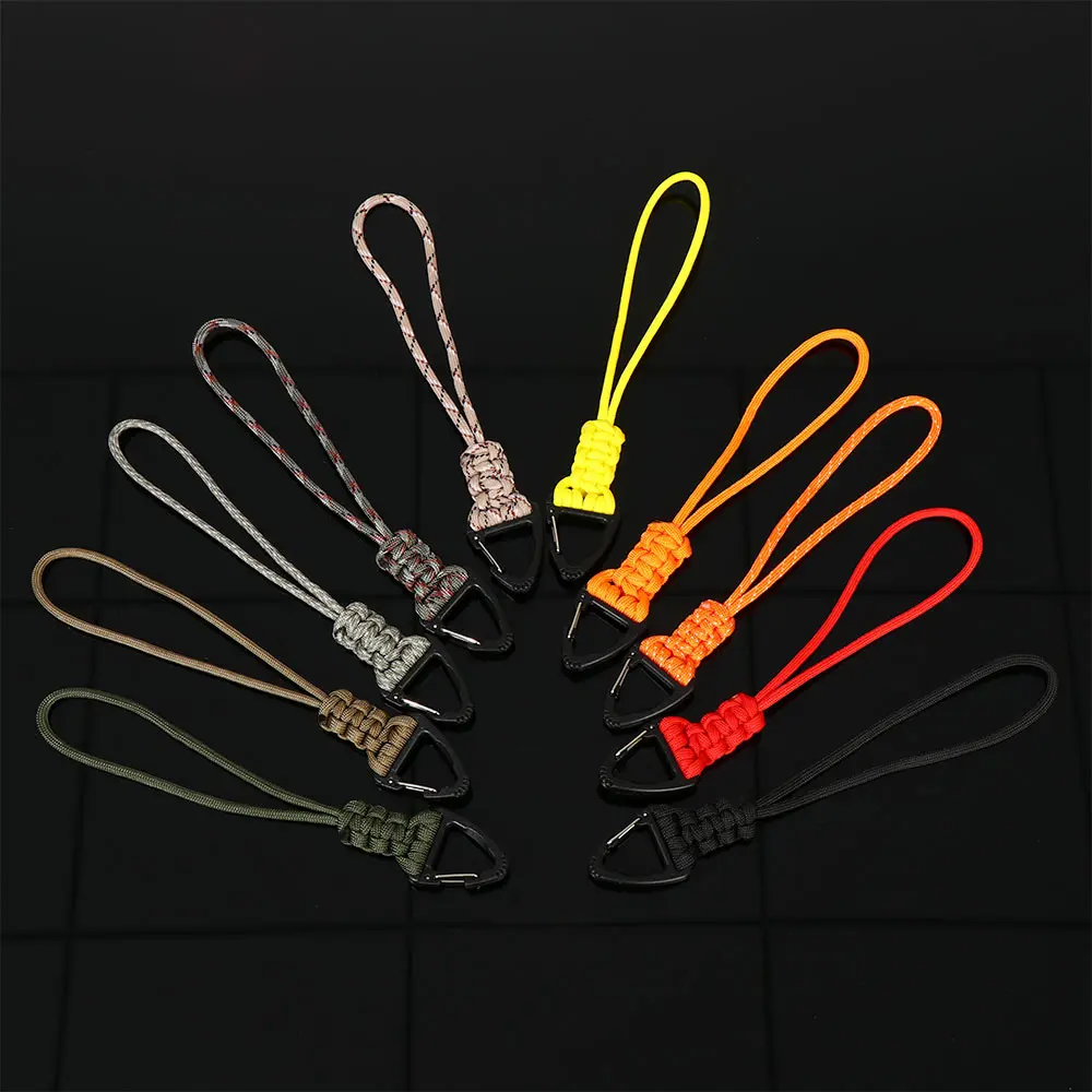 1PC Paracord Keychain Lanyard Triangle Buckle High Strength Parachute Cord Self-Defense Emergency Survival Backpack Key Ring