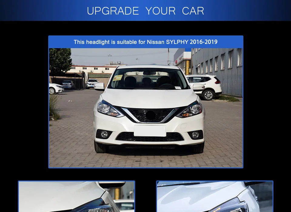 2 шт. автомобильный Стайлинг для Nissan Sylphy фары фара светодиодный фонарь DRL стекло фары H7 D2H HID Xenon bi xenon