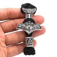 В стиле норвежских викингов Aegishjalmur Тор молот Мьёльнир один Ворон Викинг мужской браслет славянский браслет