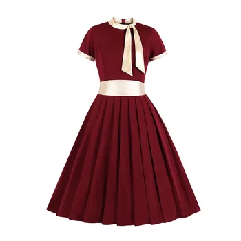 

Madam clothing OWLPRINCESS New Women's Pleated Stand Collar Bow Dress