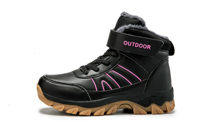 Женская зимняя обувь зимние ботинки с мехом, теплые водонепроницаемые кроссовки для бега, высокие кожаные ботинки на шнуровке на толстой подошве, большой размер 42
