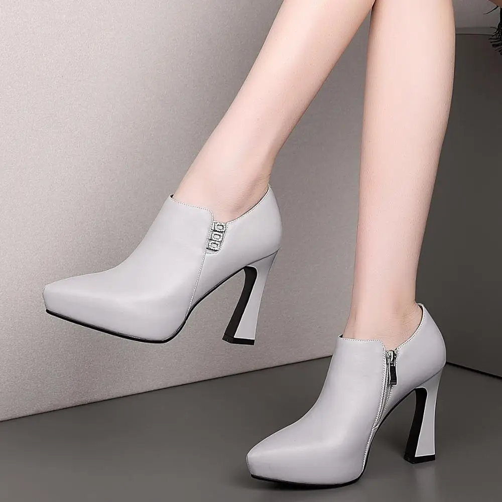 

pointed toe luxury fashion women's shoes spring autumn new super high heel 10cm single shoes genuine leather Occupation female