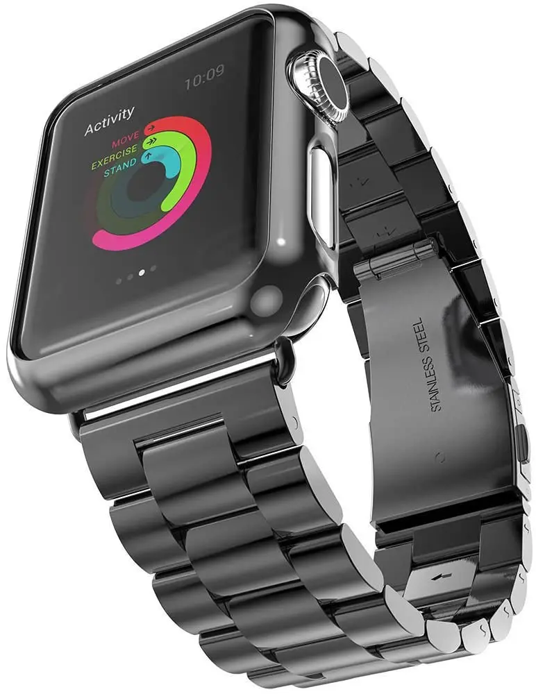Совместим с Apple Watch Band Series 1/2/3/4 ремешок из нержавеющей стали адаптером для iWatch 40/44