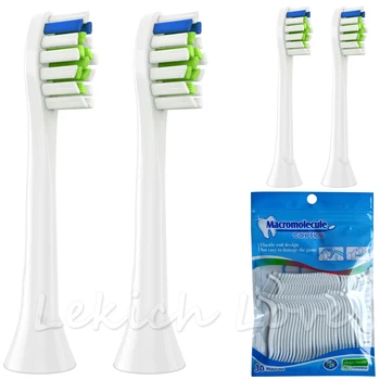 

4 Pcs Toothbrush Heads for Philips Sonicare Toothbrush Heads Come with 30Pcs Dental Floss Sticks for Cleaning Teeth Easy