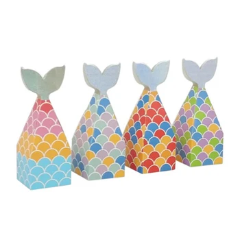 

50pcs Mermaid Candy Box DIY Paper Favor And Gift Boxes Baby Show Bags For Kids Birthday Baptism Guest Party Wedding Decoration